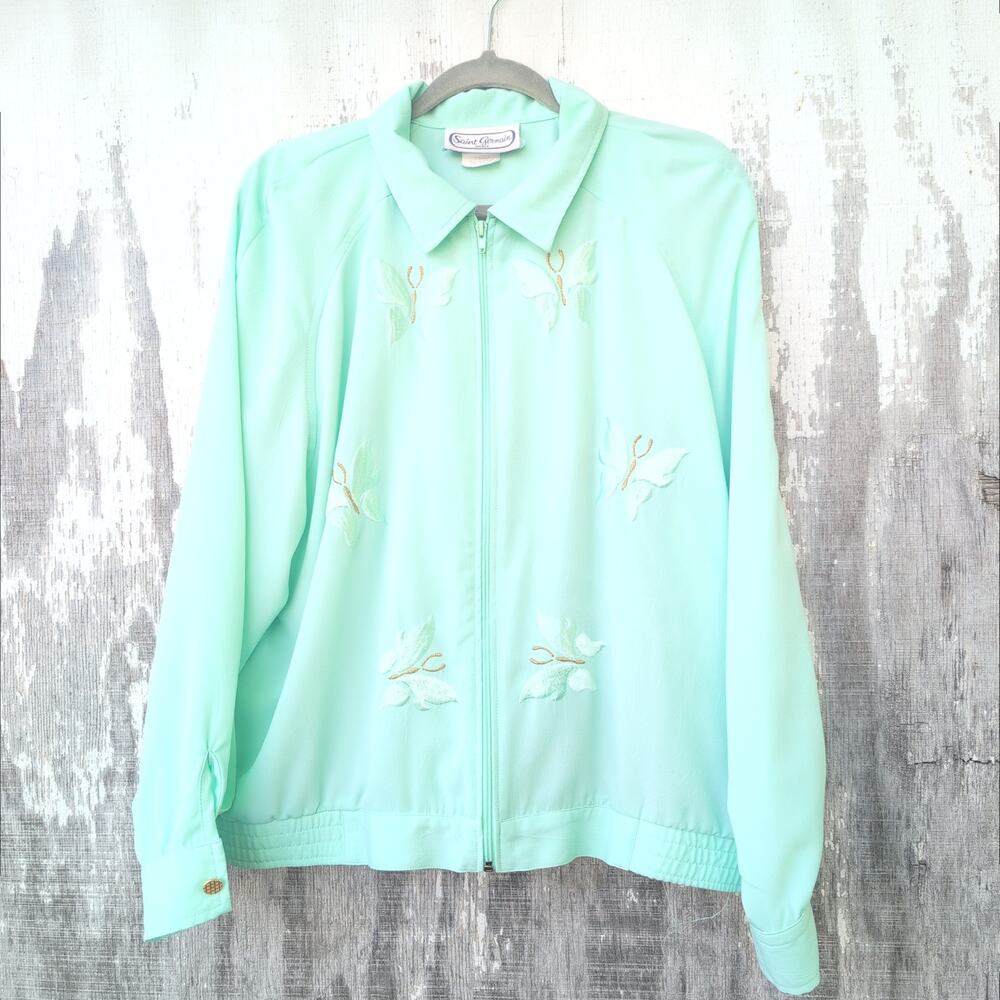 Saint Germain EclecticVintage CoastalGrandma Retro Jacket Womens M Embroidered